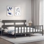 Double bed frame with gray solid wood headboard by vidaXL, Beds and slatted bases - Ref: Foro24-3193288, Price: 161,89 €, Dis...