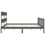 Double bed frame with gray solid wood headboard by vidaXL, Beds and slatted bases - Ref: Foro24-3193288, Price: 161,89 €, Dis...