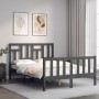 Gray solid wood bed frame with headboard 140x190 cm by vidaXL, Beds and slatted bases - Ref: Foro24-3193123, Price: 142,99 €,...