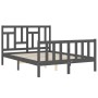 Gray solid wood bed frame with headboard 140x190 cm by vidaXL, Beds and slatted bases - Ref: Foro24-3193123, Price: 142,99 €,...