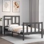 Gray solid wood bed frame with headboard 90x200 cm by vidaXL, Beds and slatted bases - Ref: Foro24-3193128, Price: 109,31 €, ...