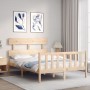 Estructura de cama de matrimonio con cabecero madera maciza de vidaXL, Camas y somieres - Ref: Foro24-3193241, Precio: 107,99...