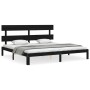 Bed frame with black solid wood headboard 200x200 cm by vidaXL, Beds and slatted bases - Ref: Foro24-3193555, Price: 161,41 €...