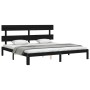 Bed frame with black solid wood headboard 200x200 cm by vidaXL, Beds and slatted bases - Ref: Foro24-3193555, Price: 161,41 €...