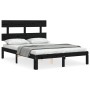 Estructura cama de matrimonio con cabecero madera maciza negra de vidaXL, Camas y somieres - Ref: Foro24-3193505, Precio: 144...