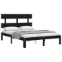 Estructura cama de matrimonio con cabecero madera maciza negra de vidaXL, Camas y somieres - Ref: Foro24-3193505, Precio: 144...