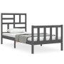 Gray solid wood bed frame with headboard 100x200cm by vidaXL, Beds and slatted bases - Ref: Foro24-3193068, Price: 121,07 €, ...