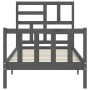 Estructura de cama con cabecero madera maciza gris 100x200cm de vidaXL, Camas y somieres - Ref: Foro24-3193068, Precio: 121,9...