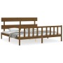 Honey brown solid wood bed frame with headboard by vidaXL, Beds and slatted bases - Ref: Foro24-3193289, Price: 165,29 €, Dis...