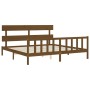 Honey brown solid wood bed frame with headboard by vidaXL, Beds and slatted bases - Ref: Foro24-3193289, Price: 165,29 €, Dis...