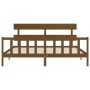 Honey brown solid wood bed frame with headboard by vidaXL, Beds and slatted bases - Ref: Foro24-3193289, Price: 165,29 €, Dis...