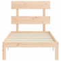 Bed frame with solid wood headboard 90x200 cm by vidaXL, Beds and slatted bases - Ref: Foro24-3193516, Price: 86,85 €, Discou...