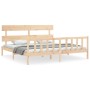 Double bed frame with solid wood headboard by vidaXL, Beds and slatted bases - Ref: Foro24-3193286, Price: 143,99 €, Discount: %