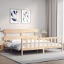 Double bed frame with solid wood headboard by vidaXL, Beds and slatted bases - Ref: Foro24-3193286, Price: 143,99 €, Discount: %