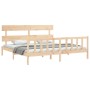 Double bed frame with solid wood headboard by vidaXL, Beds and slatted bases - Ref: Foro24-3193286, Price: 143,99 €, Discount: %