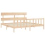 Double bed frame with solid wood headboard by vidaXL, Beds and slatted bases - Ref: Foro24-3193286, Price: 143,99 €, Discount: %