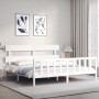 White solid wood bed frame with headboard 200x200 cm by vidaXL, Beds and slatted bases - Ref: Foro24-3193292, Price: 148,08 €...