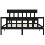 Double bed frame with black solid wood headboard by vidaXL, Beds and slatted bases - Ref: Foro24-3193345, Price: 174,29 €, Di...