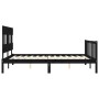 Double bed frame with black solid wood headboard by vidaXL, Beds and slatted bases - Ref: Foro24-3193345, Price: 174,29 €, Di...