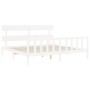 White solid wood bed frame with headboard 200x200 cm by vidaXL, Beds and slatted bases - Ref: Foro24-3193292, Price: 148,08 €...