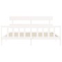 White solid wood bed frame with headboard 200x200 cm by vidaXL, Beds and slatted bases - Ref: Foro24-3193292, Price: 148,08 €...