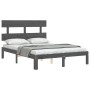 Estructura de cama con cabecero madera maciza gris 140x200 cm de vidaXL, Camas y somieres - Ref: Foro24-3193533, Precio: 132,...