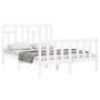 White solid wood bed frame with headboard 140x190 cm by vidaXL, Beds and slatted bases - Ref: Foro24-3193122, Price: 136,11 €...