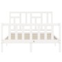 White solid wood bed frame with headboard 140x190 cm by vidaXL, Beds and slatted bases - Ref: Foro24-3193122, Price: 136,11 €...