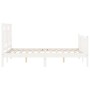 White solid wood bed frame with headboard 140x190 cm by vidaXL, Beds and slatted bases - Ref: Foro24-3193122, Price: 136,11 €...