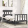 Estructura de cama con cabecero madera maciza gris de vidaXL, Camas y somieres - Ref: Foro24-3193303, Precio: 95,36 €, Descue...