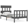 Gray solid wood bed frame with headboard by vidaXL, Beds and slatted bases - Ref: Foro24-3193303, Price: 95,36 €, Discount: %