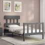 Gray solid wood bed frame with headboard by vidaXL, Beds and slatted bases - Ref: Foro24-3193303, Price: 95,36 €, Discount: %