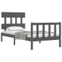 Gray solid wood bed frame with headboard by vidaXL, Beds and slatted bases - Ref: Foro24-3193303, Price: 95,36 €, Discount: %