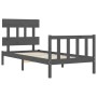 Gray solid wood bed frame with headboard by vidaXL, Beds and slatted bases - Ref: Foro24-3193303, Price: 95,36 €, Discount: %