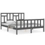 Estructura de cama con cabecero madera maciza gris 160x200 cm de vidaXL, Camas y somieres - Ref: Foro24-3193153, Precio: 152,...