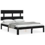 Bed frame with black solid wood headboard 140x200 cm by vidaXL, Beds and slatted bases - Ref: Foro24-3193535, Price: 151,99 €...