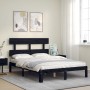 Bed frame with black solid wood headboard 140x200 cm by vidaXL, Beds and slatted bases - Ref: Foro24-3193535, Price: 151,99 €...