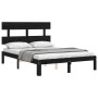 Bed frame with black solid wood headboard 140x200 cm by vidaXL, Beds and slatted bases - Ref: Foro24-3193535, Price: 151,99 €...