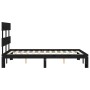 Bed frame with black solid wood headboard 140x200 cm by vidaXL, Beds and slatted bases - Ref: Foro24-3193535, Price: 151,99 €...