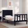 Bed frame with black solid wood headboard 100x200 cm by vidaXL, Beds and slatted bases - Ref: Foro24-3193200, Price: 147,99 €...