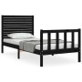 Bed frame with black solid wood headboard 100x200 cm by vidaXL, Beds and slatted bases - Ref: Foro24-3193200, Price: 147,99 €...