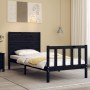 Bed frame with black solid wood headboard 100x200 cm by vidaXL, Beds and slatted bases - Ref: Foro24-3193200, Price: 147,99 €...