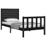 Bed frame with black solid wood headboard 100x200 cm by vidaXL, Beds and slatted bases - Ref: Foro24-3193200, Price: 147,99 €...