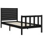 Bed frame with black solid wood headboard 100x200 cm by vidaXL, Beds and slatted bases - Ref: Foro24-3193200, Price: 147,99 €...