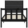 Bed frame with black solid wood headboard 100x200 cm by vidaXL, Beds and slatted bases - Ref: Foro24-3193200, Price: 147,99 €...