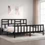 Estructura de cama con cabecero madera maciza negro 200x200 cm de vidaXL, Camas y somieres - Ref: Foro24-3193100, Precio: 197...