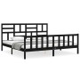 Estructura de cama con cabecero madera maciza negro 200x200 cm de vidaXL, Camas y somieres - Ref: Foro24-3193100, Precio: 197...