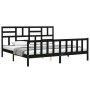 Estructura de cama con cabecero madera maciza negro 200x200 cm de vidaXL, Camas y somieres - Ref: Foro24-3193100, Precio: 197...