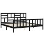 Estructura de cama con cabecero madera maciza negro 200x200 cm de vidaXL, Camas y somieres - Ref: Foro24-3193100, Precio: 197...