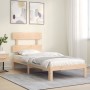 Bed frame with solid wood headboard 100x200 cm by vidaXL, Beds and slatted bases - Ref: Foro24-3193521, Price: 96,28 €, Disco...